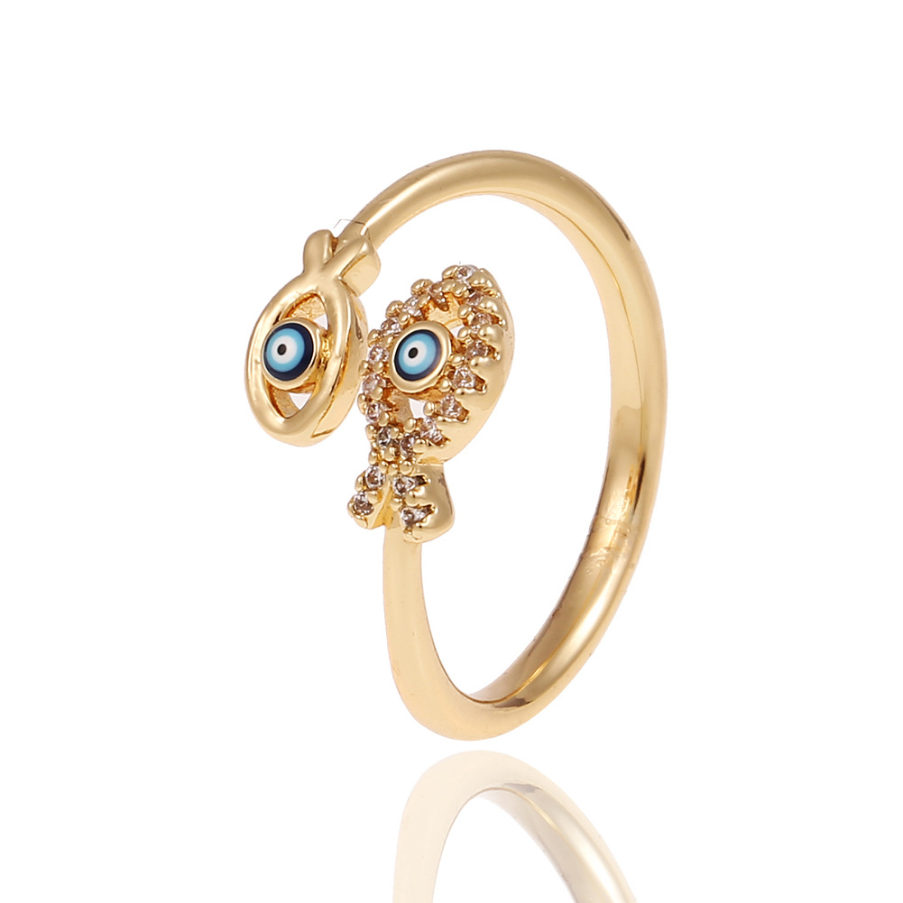 18K Evil Eye Ring Zircon Jewelry Party Holiday Gift Women